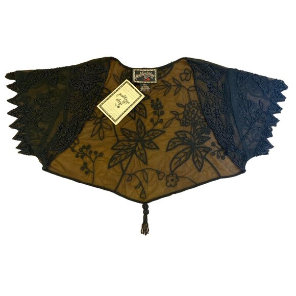 Pudding Shop M/L Bolero Petal Blouse Jacket Beaded Black Corneil Trading BLP0611 - Picture 13 of 14